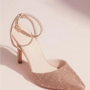 De Blossom Collection Sparkling Rhinestone Heels  rose gold size 10 new in box